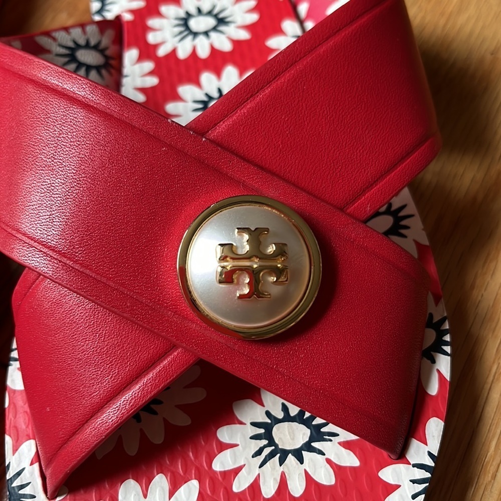 Tory Burch Melody Criss Cross Leather Sandals Sz 9 - Picture 4 of 15